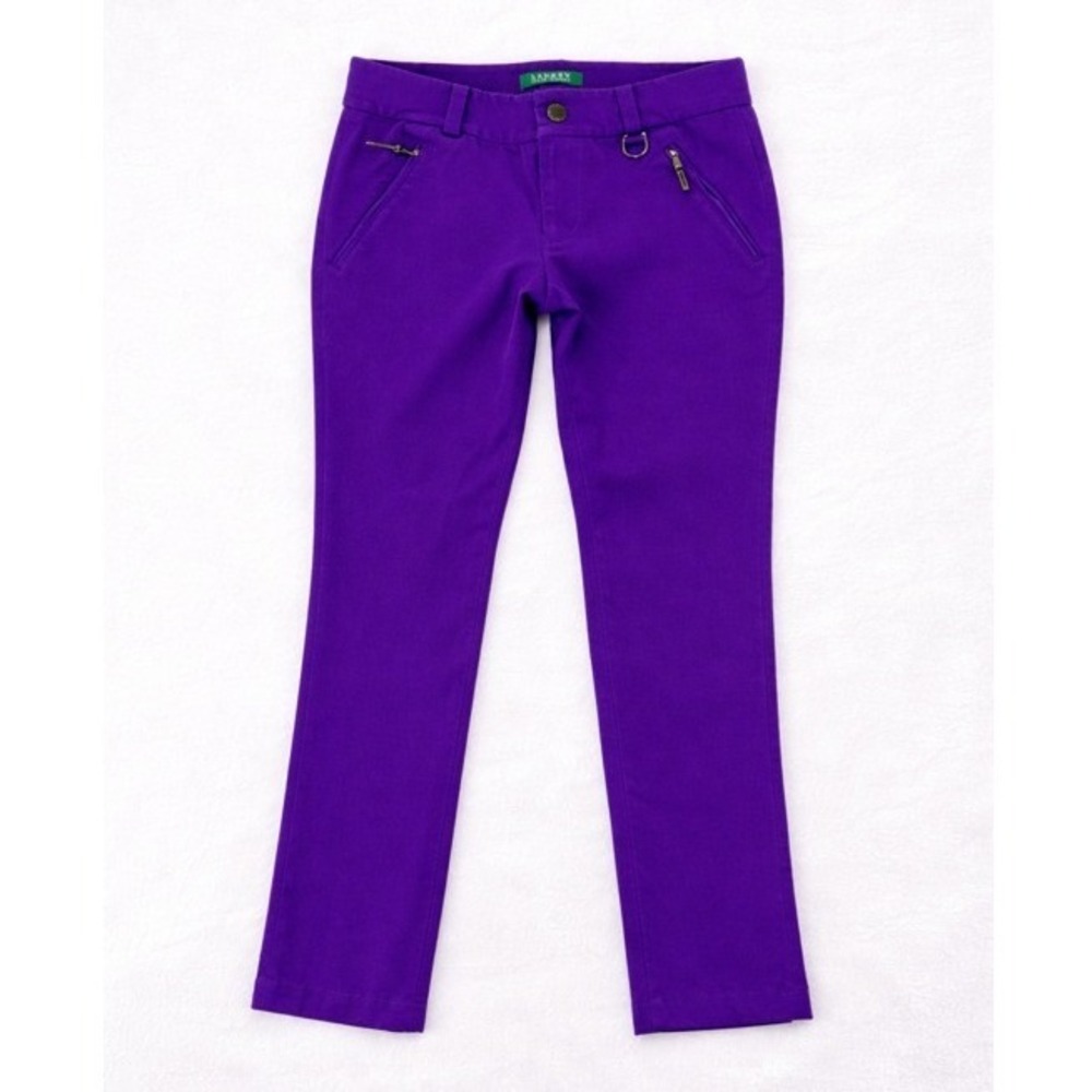 Lauren Ralph Lauren Purple Zip Pocket Stretch Pants Size‎ 2